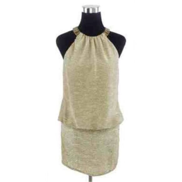 Vintage Shelli Segal Golden Shimmer Sleeveless Party Cocktail Dress - Picture 7 of 16